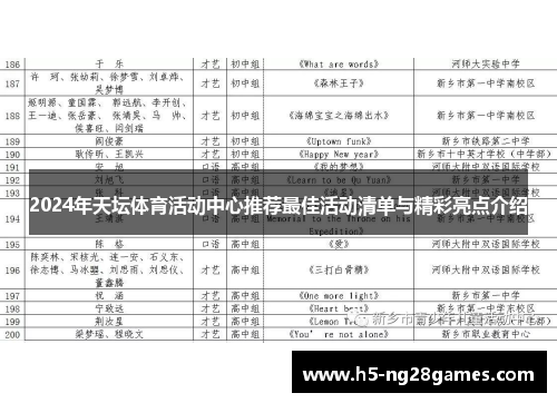 2024年天坛体育活动中心推荐最佳活动清单与精彩亮点介绍